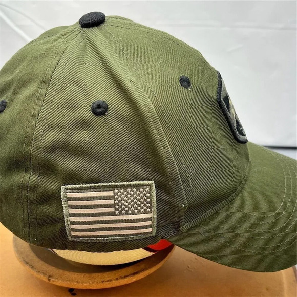 Melonwear Men's Olive Green Baseball Cap w/ American Flag Lighthouse Patch - Picture 2 of 7